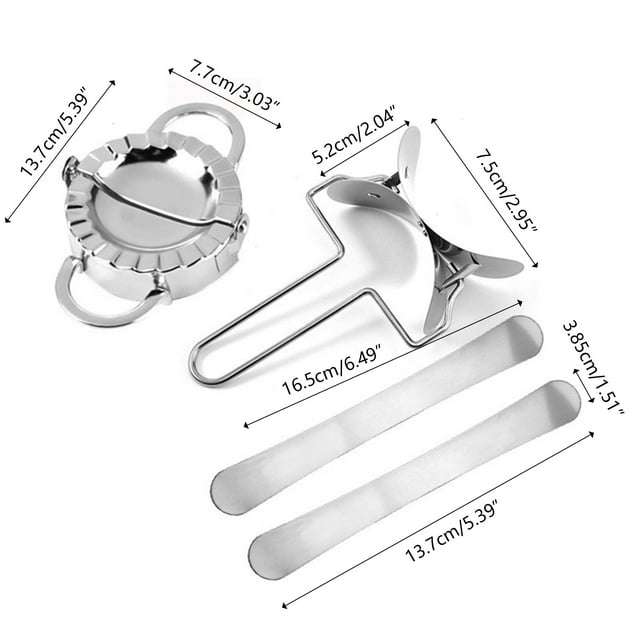 Dvkptbk Dumpling Mould Dumpling Making Tool + Wire Handle Roller + Stuffing Spoon Stainless Steel Dumpling Set 4-Piece Set Home & Garden