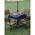 thumbnail image 3 of Outdoor Tablecloth with Umbrella Hole and Zipper, Navy Blue American Flag Square Table Cloth 60x60 Inch Waterproof Tablecloth, Abstract Red Hockey Stripes Us Flag Picnic Table Cover for Patio Camping, 3 of 7