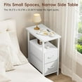 thumbnail image 2 of End Table with Charging Station Set of 2, Narrow Side Table, 23.8'' Tall Nightstand with 2 Drawers, Small Sofa Side Table Narrow Nightstand for Small Spaces, Living Room, Bedroom, White, 2 of 8