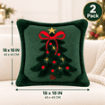 thumbnail image 2 of LOMYOLO Christmas Pillow Covers 18x18 Inch Set of 2, Dark Green 3D Plush Christmas Tree Throw Pillow Covers with Bow and Embroidered Accents, Holiday Winter Couch Sofa Home Decor, 2 of 9