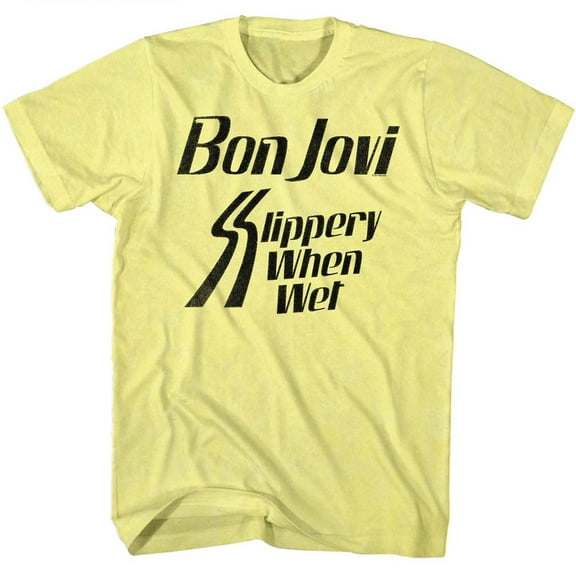 Bon Jovi Slippery When Wet Yellow Heather Adult T-Shirt