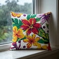 thumbnail image 5 of Tuvgenk Weather Resistant Outdoor Pillow Cover 18x18 for Lawn Chair, Summer Bright Flower Cushion Case for Porch, 5 of 6