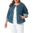 thumbnail image 4 of Agnes Orinda Women's Plus Size Denim Jacket Button Down Anorak Utility Casual Cargo Jackets with Pockets 2025 Outfits 4X Blue, 4 of 6