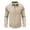 Khaki, variant on Chest Pocket Soft Heather Linen Cotton Henley Collar Shirt for Men Half Button Placket Wrinkle Resistant Daily Vacation Blouse Khaki L