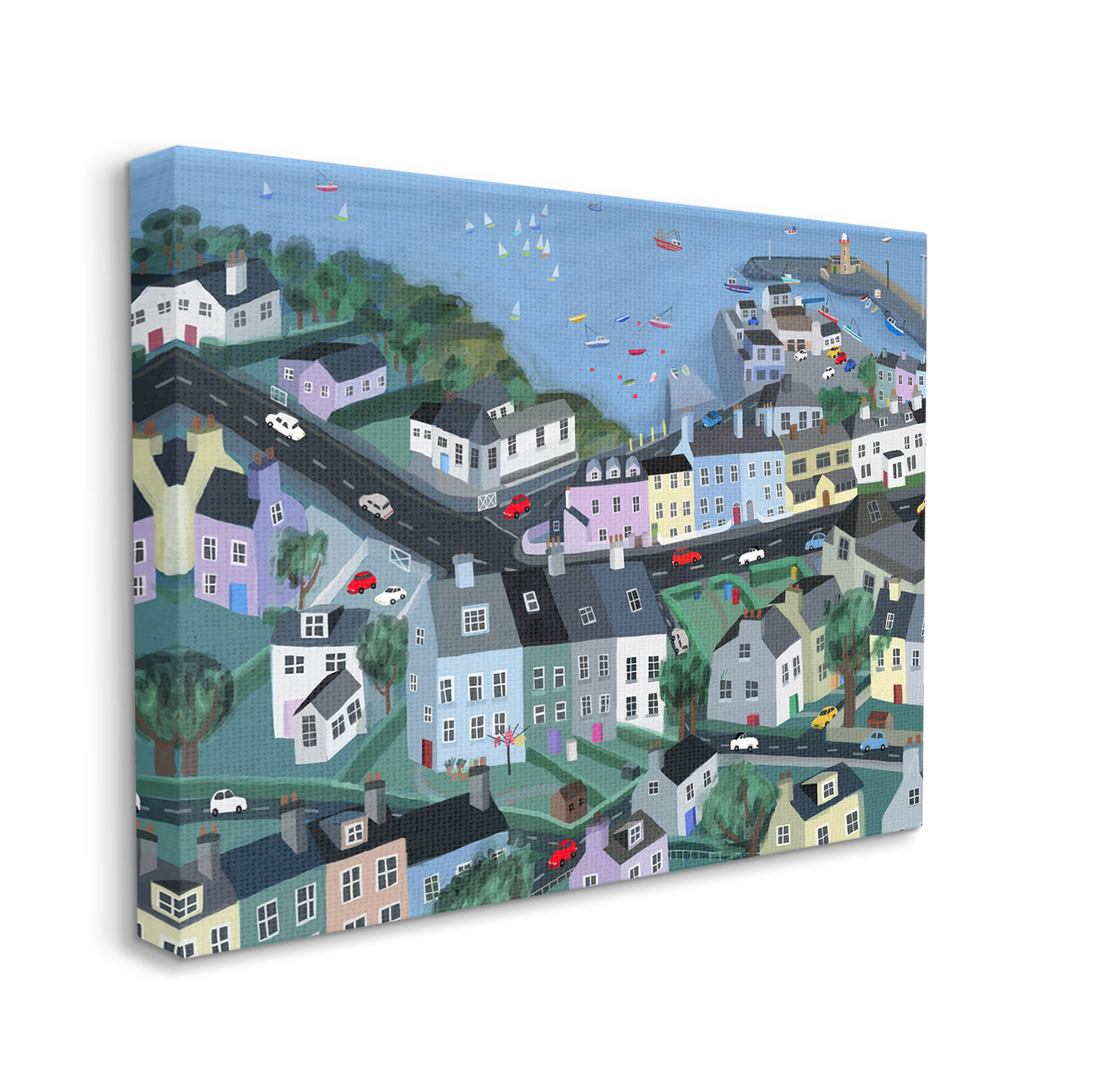 Stupell Industries Port Town Neighborhood Houses Graphic Art Gallery Wrapped Canvas Print Wall Art, Design by Carla Daly