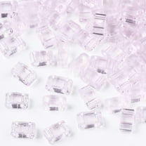 200pcs 2-Hole Transparent Glass Seed Beads Rectangle Pink 4.5~5.5x2~2.5x2mm Hole: 0.5~0.8mm