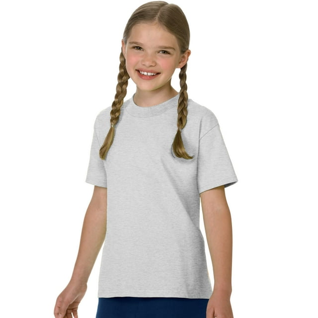 Hanes T-Shirt en Coton pour Enfant Authentique Sans Étiquette, TP, Cendre