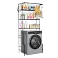 thumbnail image 3 of TidBay Over Washer and Dryer Shelves, 3 Tiers Laundry Room Storage Organizer, Adjustable Height Metal Freestanding Clothes Drying Rack with Hanger Rod & Hooks, 33.46" L x 19.69" W x 77.95" H, Black, 3 of 7