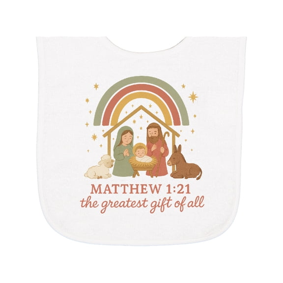Inktastic Matthew 1:21 Nativity Scene the Greatest of All Baby Terry Cloth Bib