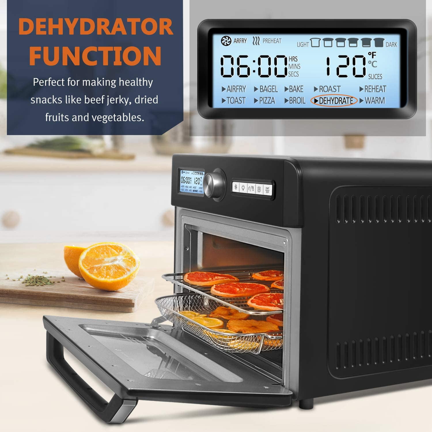 crownful 19 quart air fryer toaster oven