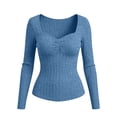 thumbnail image 5 of Bixock Long Sleeve Shirt for Women,Blouses for Women Crew Neck Knit Pullover Solid Color Slim Casual Sweater Warm Soft Daily Wear Women Clothings Size XL, 5 of 6