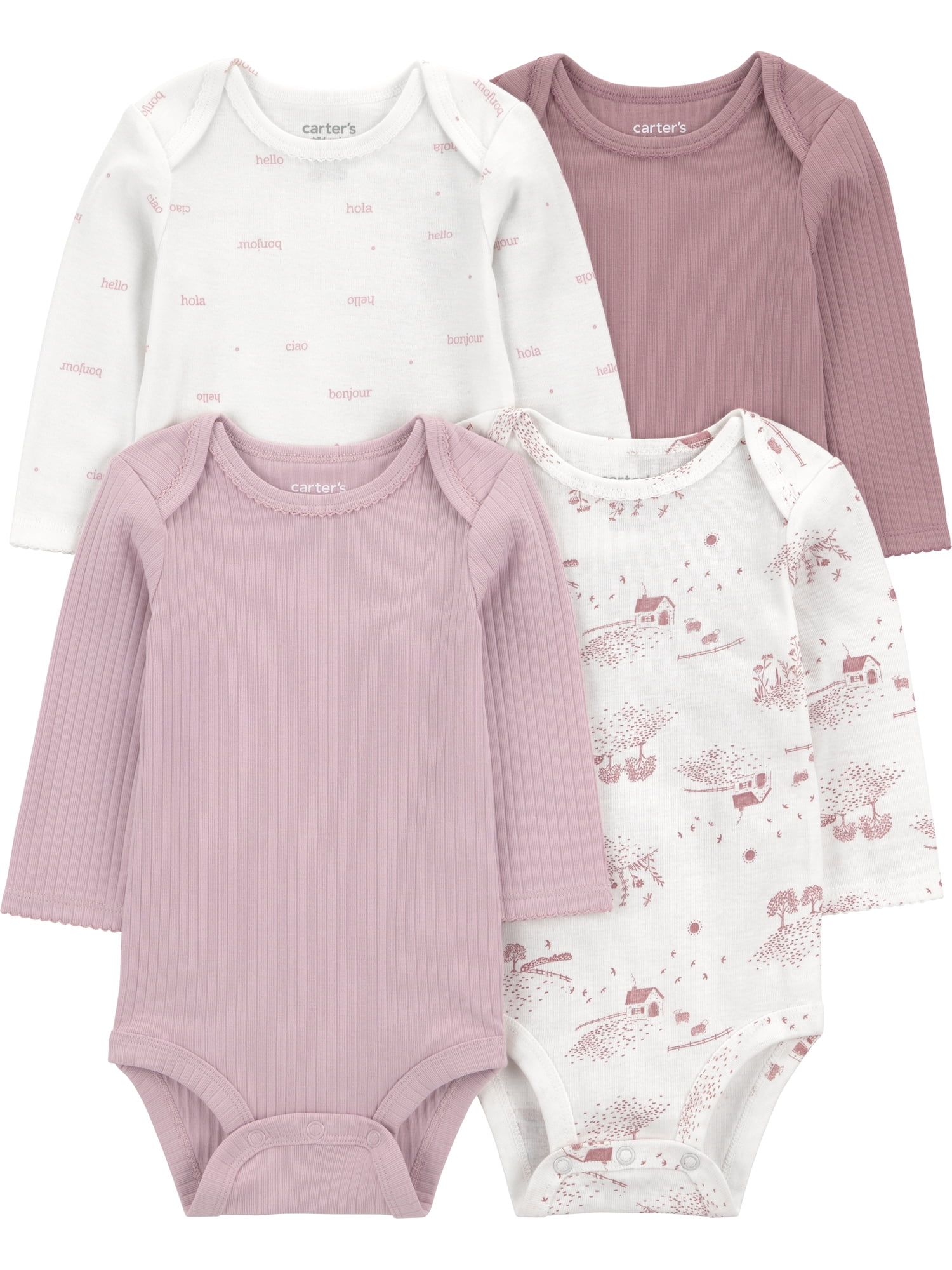 Carter's Child of Mine Baby Unisex Bodysuits 6-Pack, Soft Cotton