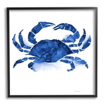 Stupell Industries Detailed Crab Wildlife Blue Ocean Sea Life Painting Black Framed Art Print Wall Art, Design by Patti Mann