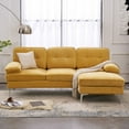 thumbnail image 2 of L Shape Upholstered Sofa Couch with Metal Leg,Modern Chenille Sectional Sofa, Living Room Furniture Sofa Set for Living Room Apartment Office(Yellow), 2 of 7