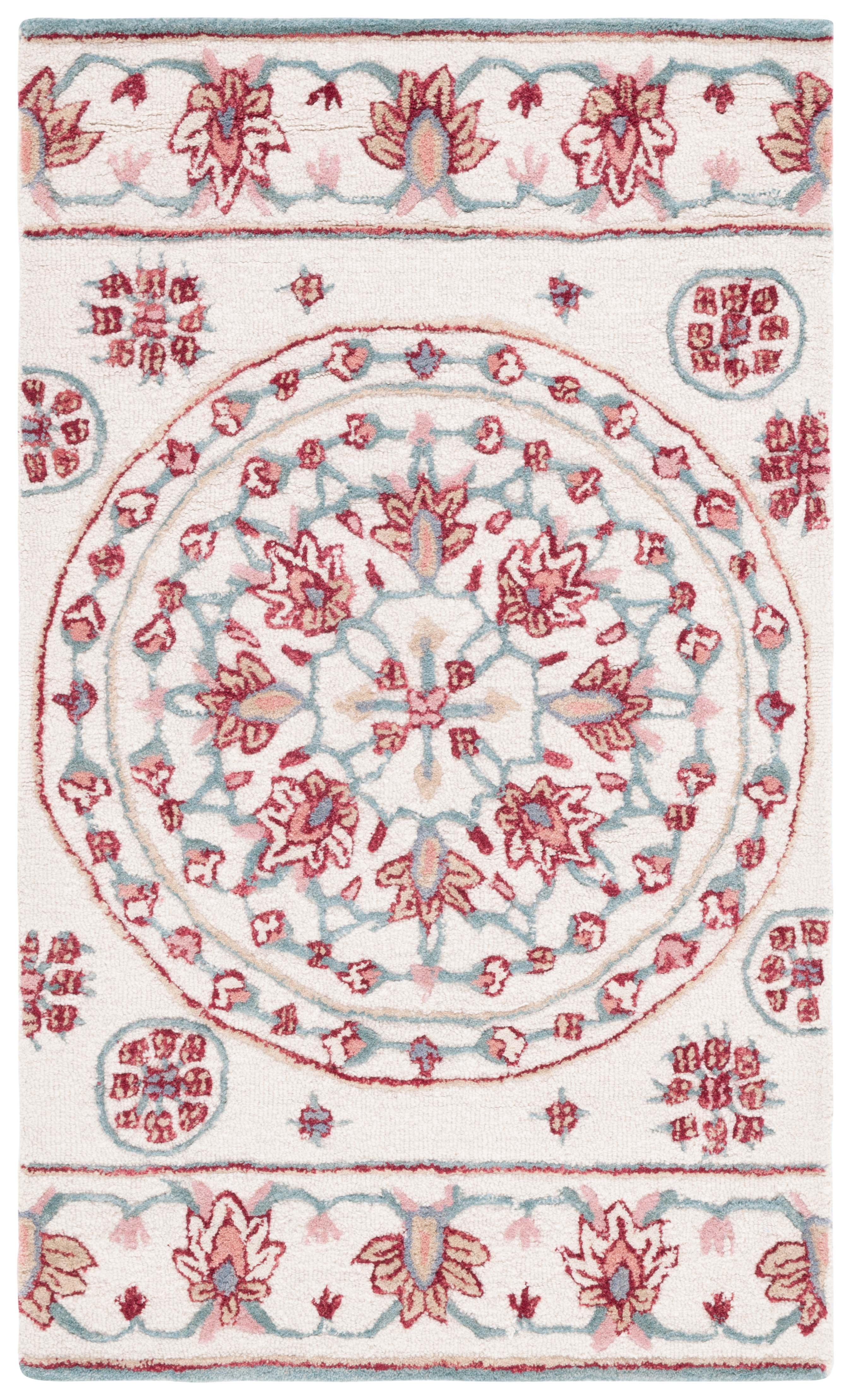 SAFAVIEH Bellagio Vanessa Floral Wool Area Rug, Ivory/Red, 4' x 6'