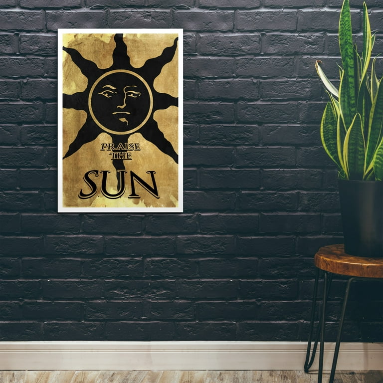 Abstract contemporary aesthetic poster with sun plant and