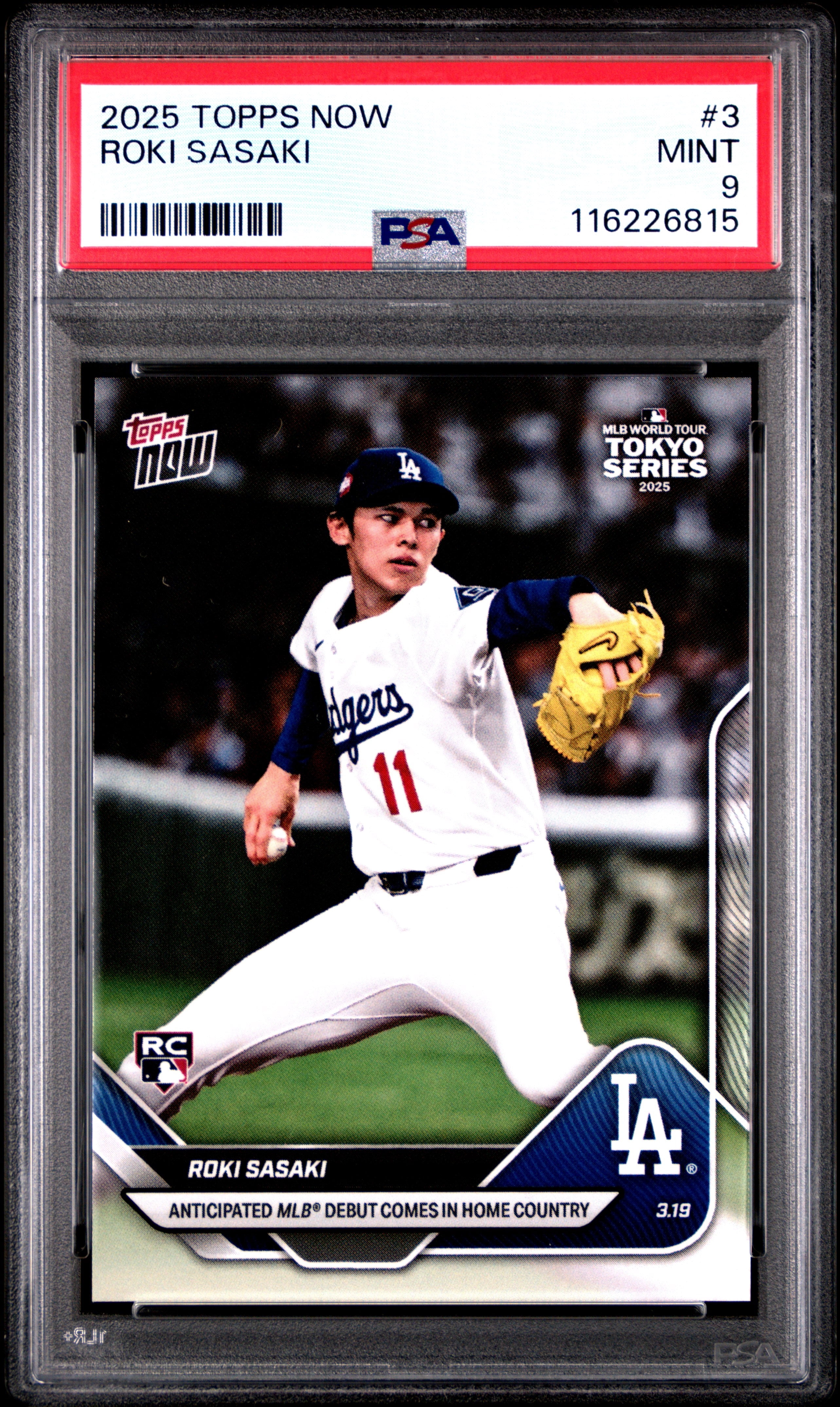 Graded 2024 Topps Now Roki Sasaki #OS16 Offseason Rookie RC 
