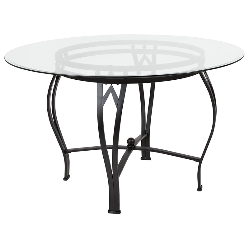 Flash Furniture Syracuse 48 Round Glass Dining Table With Black Metal Frame Xu Tbg 10 Gg Com Flash Furniture Syracuse 48 Round, 48 Round Metal Table Top