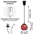 thumbnail image 2 of FSLiving Can Light Retrofit Recessed Light Adjustable Height 3 Lights Compatible E26 Adapter T24 Connector Conversion Kit for 4~5in Holes, Edison Bulb by Remote Control Deepred Hammered Glass Globe, 2 of 8