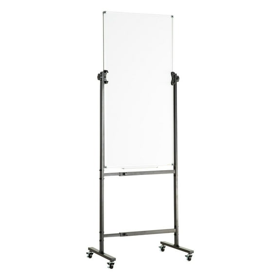 Double-Sided Mobile Whiteboard 24x48 Inches, Adjustable Height Rolling Magnetic Dry Erase Board with Wheels, 1 Eraser & 3 Markers & Movable Tray for Office, School, Classroom (Magnetic Whiteboard)