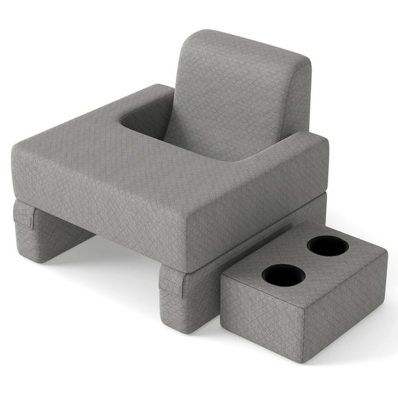 Gymax 3-Piece Reading Pillow Set Extra Large Lap Desk w/ Coaster Back Cushion Gray