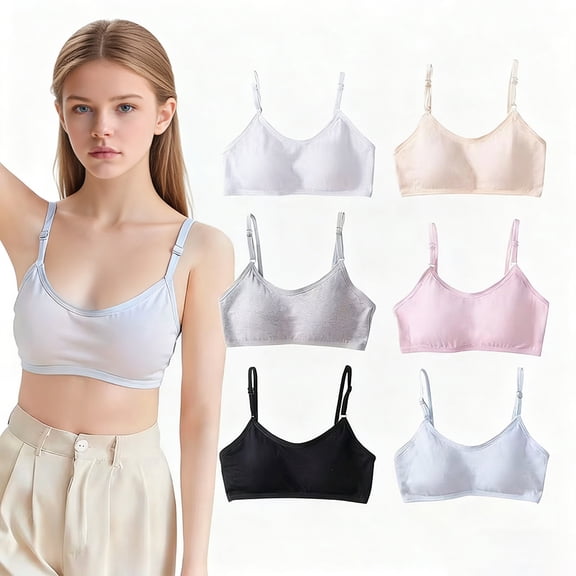 Girls Training Bra Fit for 10-16 Years Teens & Big Girls Elastic Shoulder Straps Breathable Cami Bra Adjustable Straps Fixed Pads