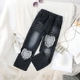thumbnail image 4 of Girls Casual Denim Pants High Waist Jeans Elastic Wasit Wide Leg Baggy Pants With Pocket Kids Clothes 9-10 Years, 4 of 7