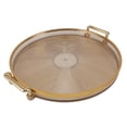 thumbnail image 1 of Plateau de Service avec Poignées Dorées, Plateau Décoratif en PS Plateau Rond pour Table Basse Plateau Décoratif Plateau PS Plateau Rond Doré Plateau Organisateur de Rangement Décoratif en PS pour Cuisine, 1 of 8