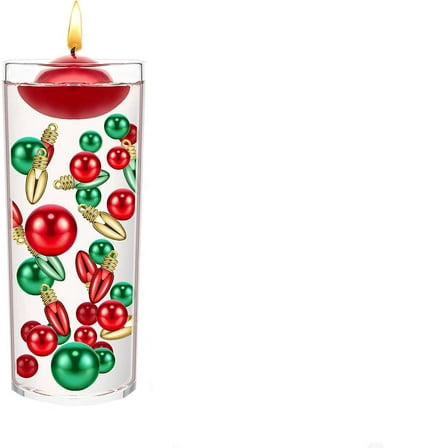 Zmeidao Christmas Vase Filler, Green Red Gold Candy Vase Filler Floating Pearls Water Gel Jelly Beads Balls Candles Centerpiece for Christmas Decorations Table Home Decor