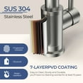 thumbnail image 6 of TVOFEK Kitchen Sink Faucet with Pull Down Sprayer and Soap Dispenser, Brushed Nickel RV Kitchen Faucets with Deck Plate for 3 Hole, Stainless Steel Spring Faucets for RV Laundry Bar, 6 of 16