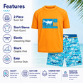 thumbnail image 6 of Big Chill Boys' Rash Guard Set - UPF 50+ Short Sleeve Swim Shirt and Bathing Suit Trunks - Swimwear Set for Boys (4-14), 6 of 7