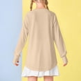 thumbnail image 7 of Resicozy Thumb Holes Long Sleeve Shirts for Girls Casual Trendy Crewneck Hem Loose Solid Color Tunic Tops Khaki 130, 7 of 7