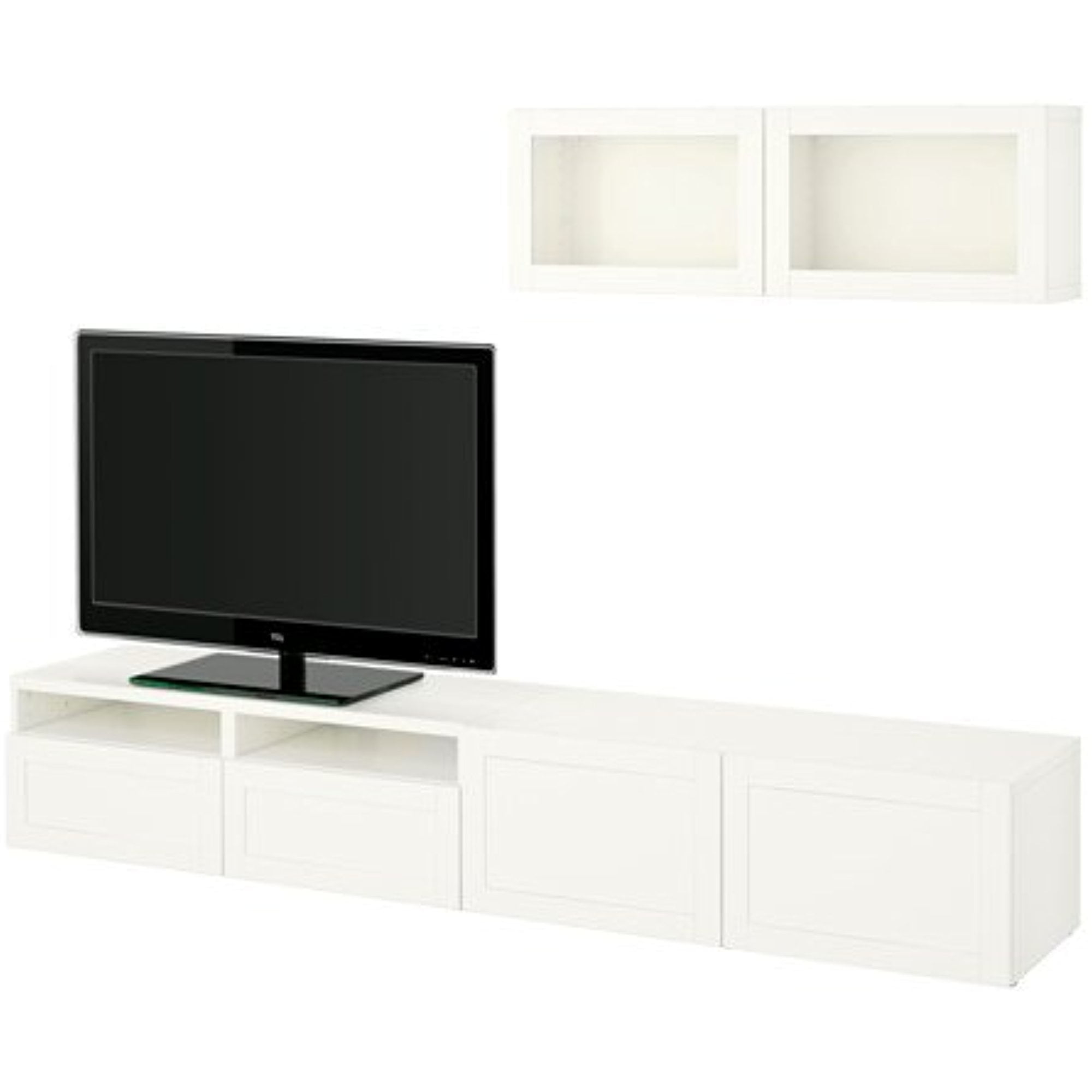 Ikea TV storage combination with softclosing drawers and glass doors