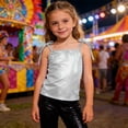 thumbnail image 2 of BOOMNY Toddler Girls Sparkly Tank Tops Sleeveless Dance T Shirts for Girls Metallic Shiny Elegant Slim Fit Party Stage Performance Tops, 2 of 4