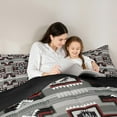 thumbnail image 5 of Homewish Hippie Aztec Adult Full Size Comforter Sets, Bohemian Rectangle Abstract Bedding Comforter Set, Grey Red Mandala Reversible Bedding Sets, Super Cozy Room Decor, 3pcs, 5 of 8