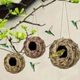 thumbnail image 5 of Hummingbird Nests, 2.4"×5.5" Natural Woven Grass Bird House, Spherical Round Mouth Bird Nests, Handmade Bird Houses for Outside, Natural Fiber Bird Hut Roosting Pocket for Finch Canary Chickadee, 5 of 5