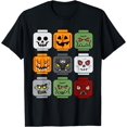 thumbnail image 1 of Halloween Building Brick Head Pumpkin Ghost Zombie Friends T-Shirt - As Picture - S, 1 of 2