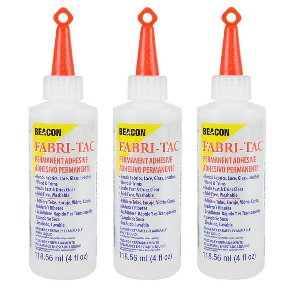 4 Ounce Bottle (118 ml) Fabri-tac Permanent Adhesive | Fabric Glues # FTG4OZ,, Set of 3