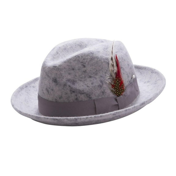 Montique Men's Heather Grey Felt Pinch Fedora Untouchable Gangster Hat H09