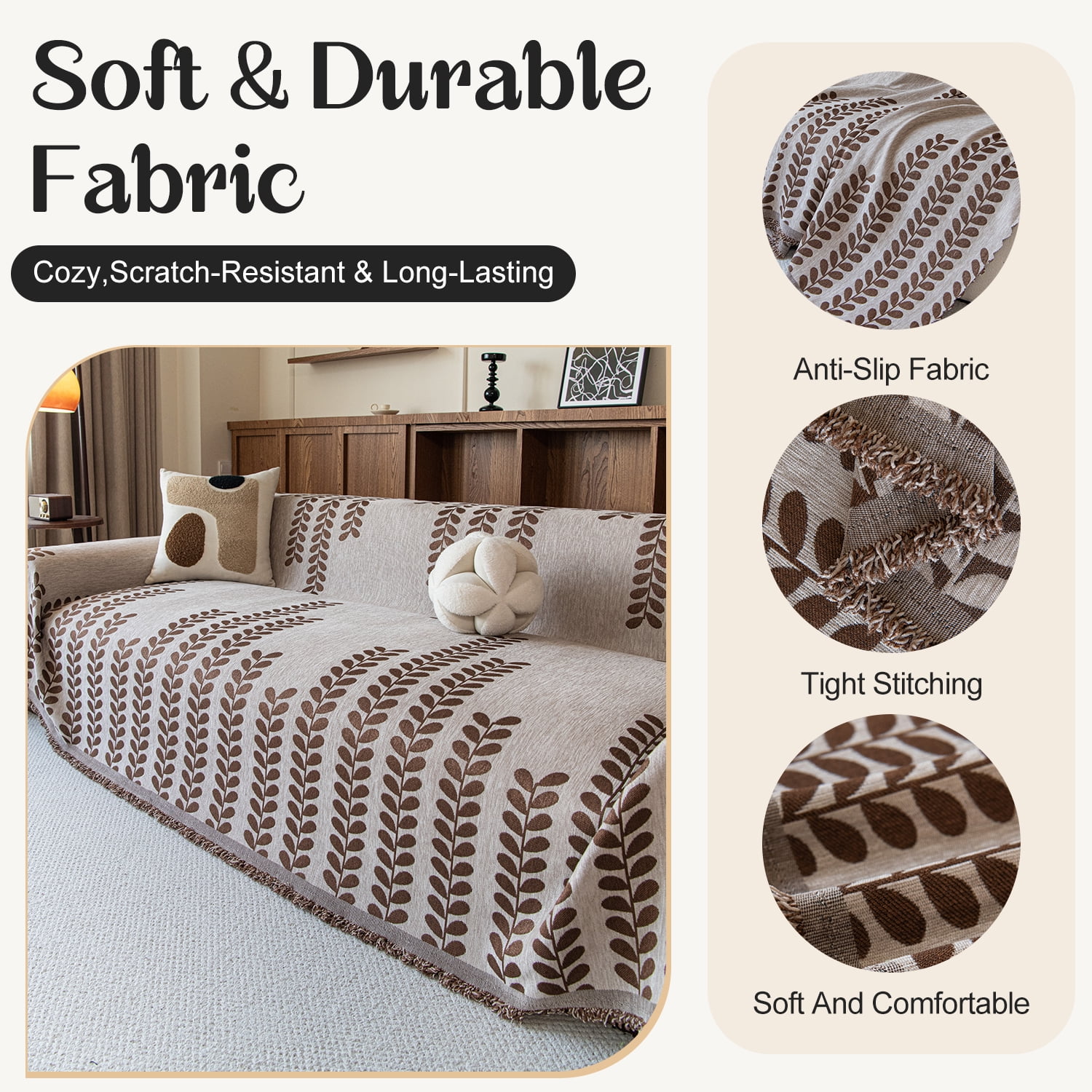 Jessy Home Sofa Cover Sofa Slipcover Couch Cover Protector Durable Multi-Function Furniture Cover for Dogs Cats Home Decor 71"x 150"Light Coffee