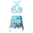 thumbnail image 2 of Sinleey Kids Girls 2 Piece Swimsuit Crop Tank Top with Print Shorts Swimwear Tracksuit Gymnastics Light Blue 10, 2 of 7