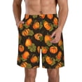 thumbnail image 2 of Uemuo Orange Pumpkin Pattern Men's Swim Trunks Hawaiian Beach Bathing Suit Swimsuits Beach Quick-Dry Shorts with Pockets-Medium, 2 of 9
