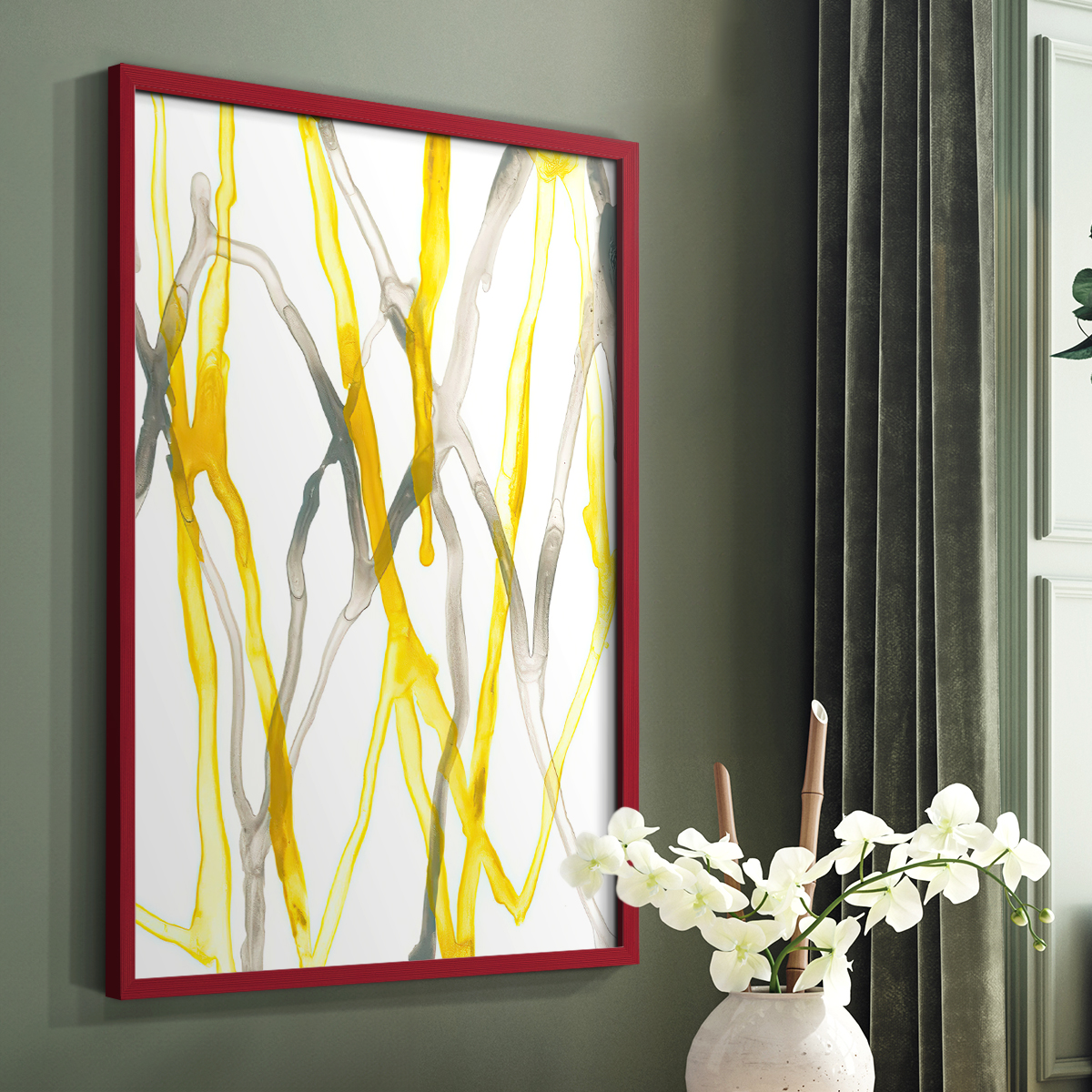 Runnel XX Framed Print in Red Solid Wood Framed Print No Nail Hanging