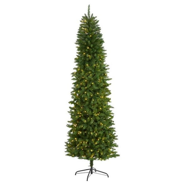 Nearly Natural T1603 7.5 ft. Slim Green Mountain Pine Artificial Christmas Tree with 350 Clear LED Lights