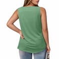 thumbnail image 2 of Gpoecd Plus Size Tank Tops for Women Women's Casual Square Neck Pure Color Ruffle Detail Blouse for Spring Summer Camisole Tops for Women Light Green,L, 2 of 7