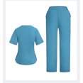 thumbnail image 4 of 2025 Scrubs for Women Set Stretch Fit Scrub Top & Jogger V-Neck Pants Medical Nurse Uniforms Set Multi Pocket Light Blue S, 4 of 4