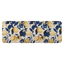 Yellow Lemon Fruit Leaves Beige Pattern Kitchen Rug Mat,Kitchen Runner Rugs Non Skid Washable,Decorative Kitchen Floor Mats for Kitchen,Sink,Laundry,17"x47.2"