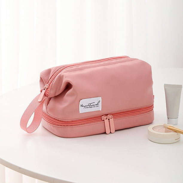 Bolsa Cosmética Transparente, bolsa de viaje con cierre, estuche de maquillaje translúcido con manija, portátil, colgable, de estilo moderno, ideal para dormitorios, 100% de plástico