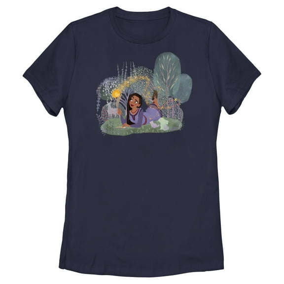 Women's Disney Wish Asha Make a Disney Wish  T-Shirt - Navy Blue - X Large