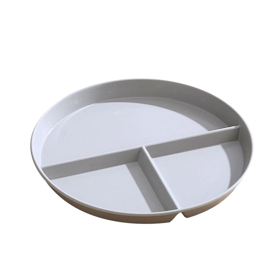 Three Grid Reducing Meal Plate Wheat Straw, PP, Light Gray, 23cm, 3 Grid Plate, Special Plate Kid Plate, BPA Free, Dishwasher Safe, Lightweight, Reusable